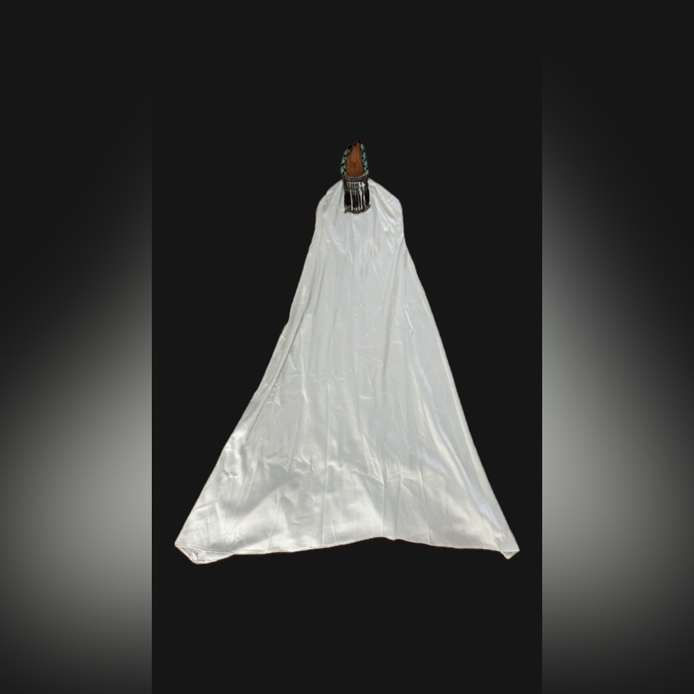 White Boho Maxi Dress with Beaded Neckline – Unique & Elegant